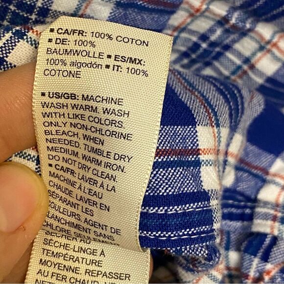 Goodthreads Oxford Men's Slim Long Sleeve Stretch cotton Plaid BLUE Shirt-XXXL - Picture 6 of 11